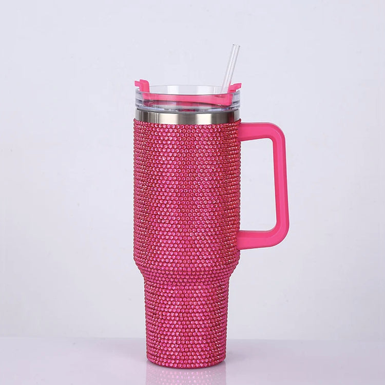 SipWay 40oz rhinestone tumbler — Rose Red