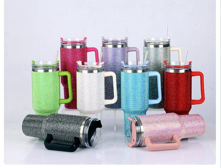 SipWay 40oz insulated tumbler with handle and straw